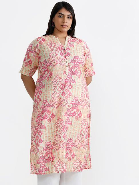 diza by westside pink abstract printed kurta