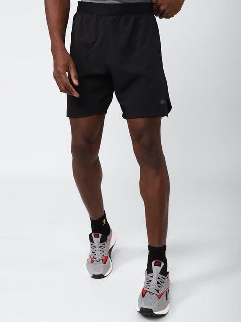 reebok black regular fit sports shorts