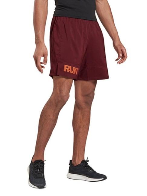 reebok maroon regular fit printed shorts