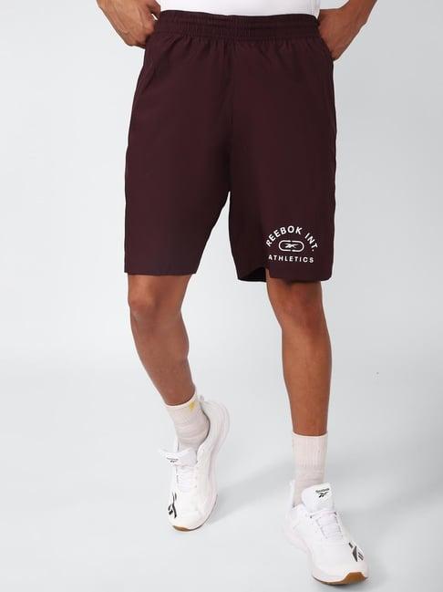 reebok purple regular fit printed shorts