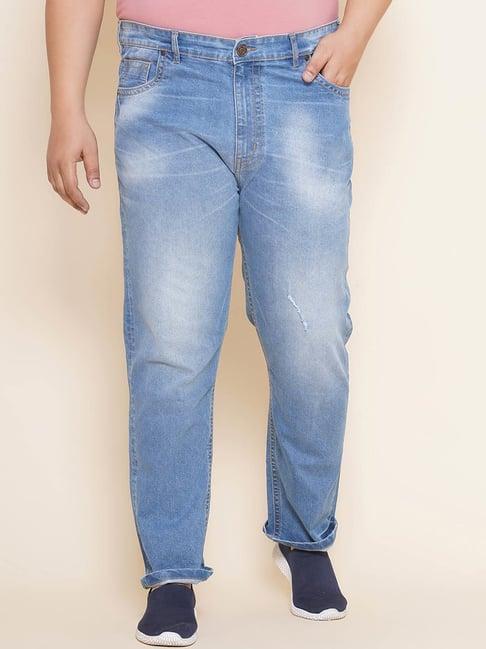 john pride medium blue lightly washed regular fit plus size jeans