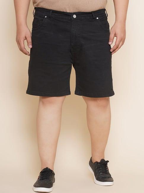 john pride black regular fit plus size denim shorts