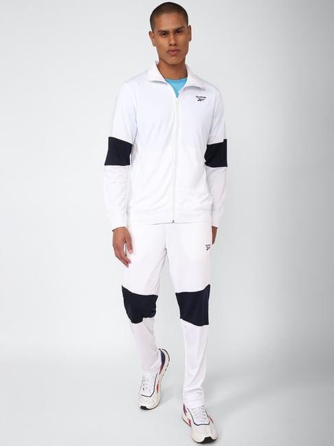 reebok white regular fit printed tracksuit