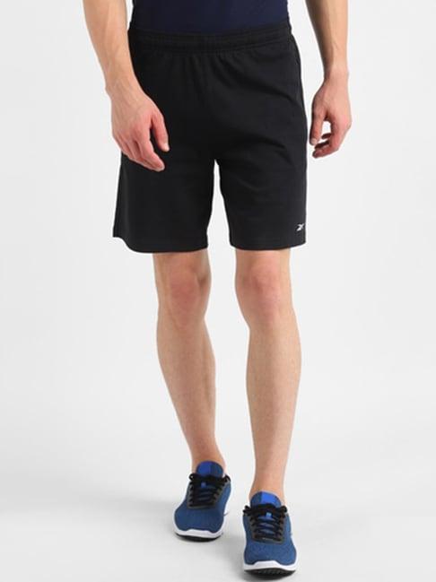 reebok black cotton regular fit sports shorts