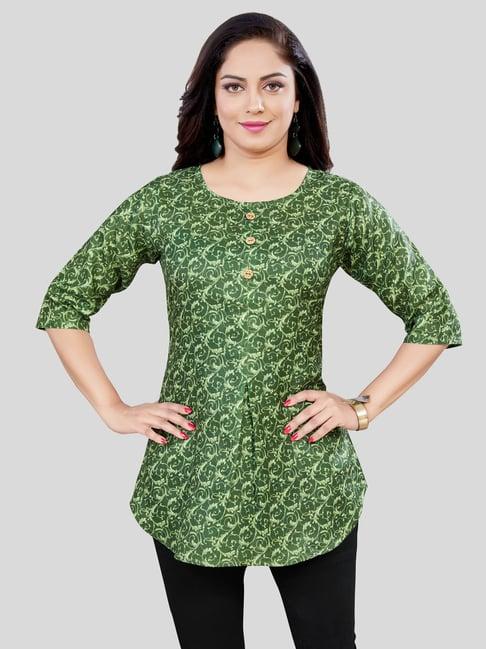 saree swarg green printed a line kurti