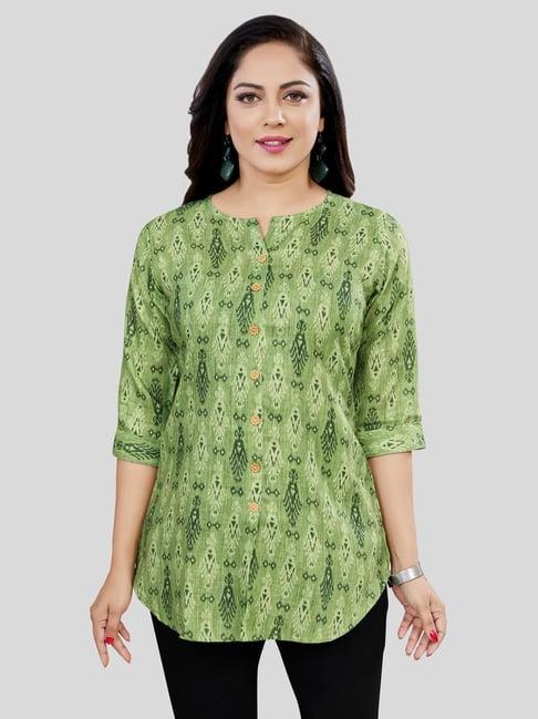 saree swarg green printed a line kurti