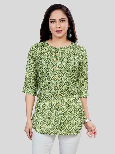 saree swarg green printed a line kurti