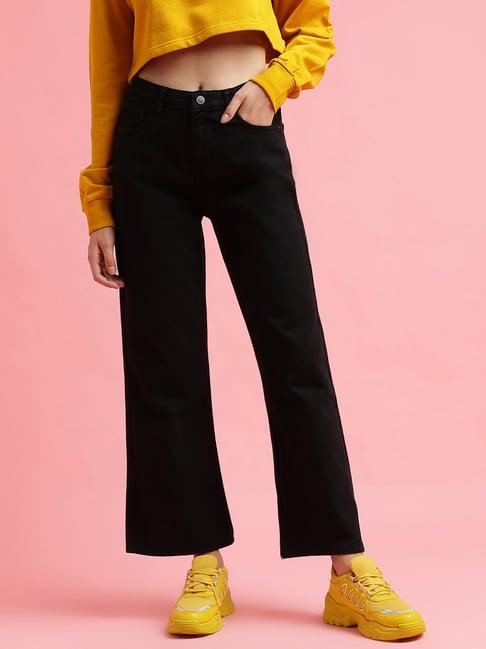 belliskey black flare fit high rise jeans