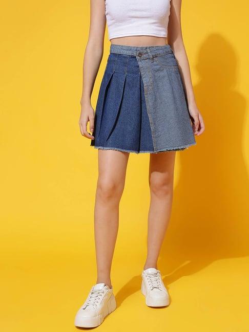 belliskey mid blue wrap mini denim skirt