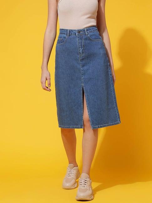 belliskey blue midi denim skirt