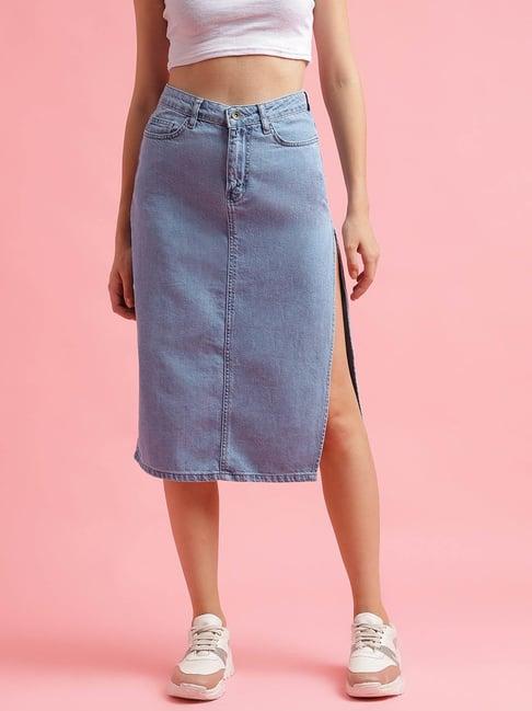 belliskey blue midi denim skirt