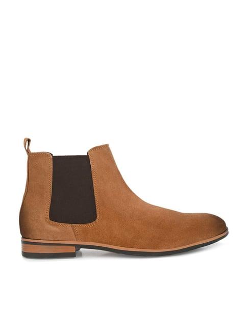 shences men's tan chelsea boots