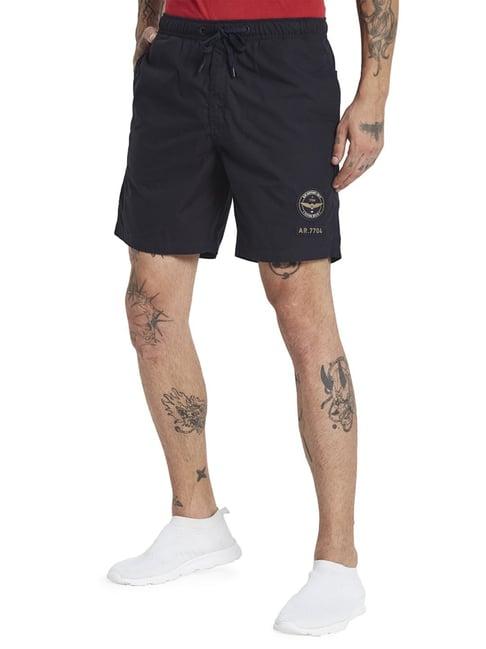 octave navy cotton regular fit shorts