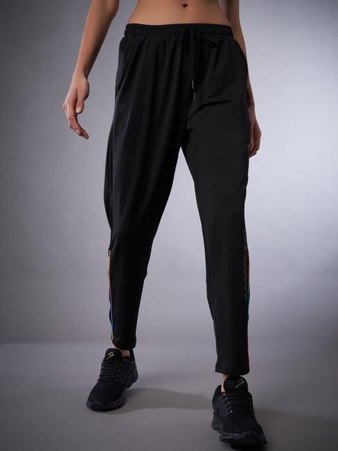 unpar black mid rise sports track pants