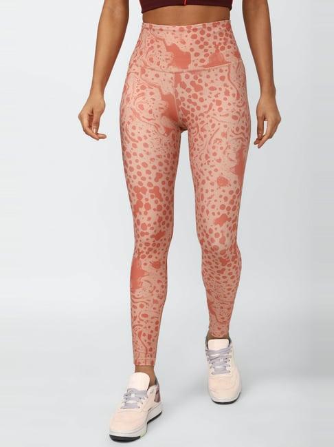 reebok orange printed sports tights