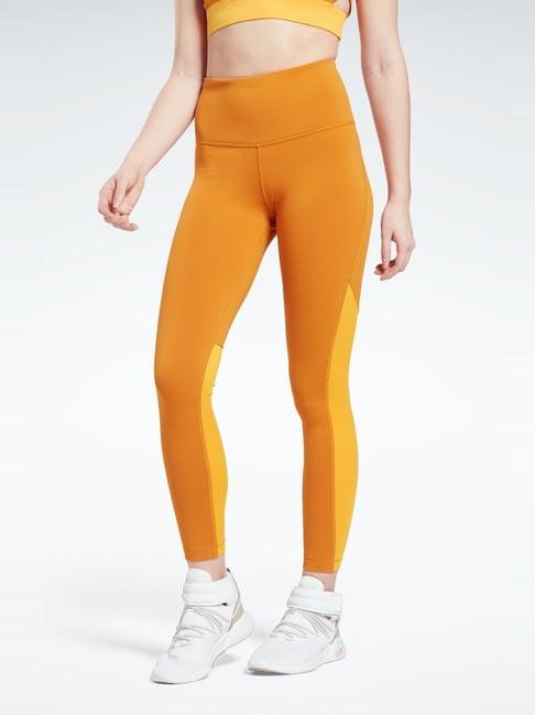 reebok orange high rise sports tights