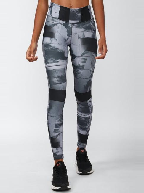 reebok grey printed sports tights