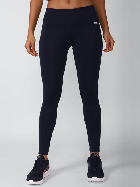 reebok navy mid rise sports tights