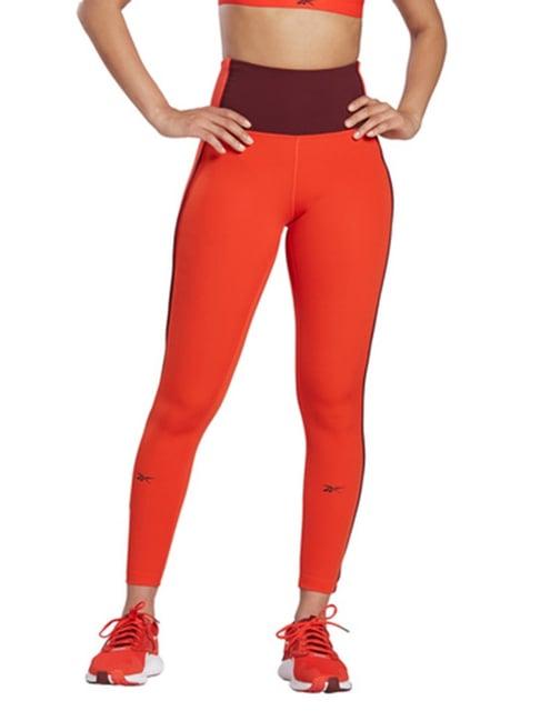 reebok orange high rise sports tights