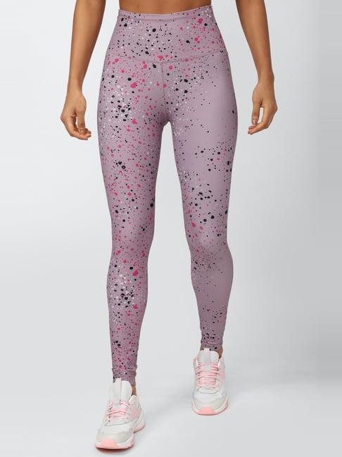 reebok lilac printed sports tights