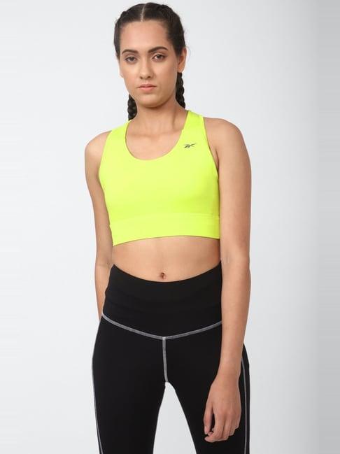 reebok lime green padded sports bra