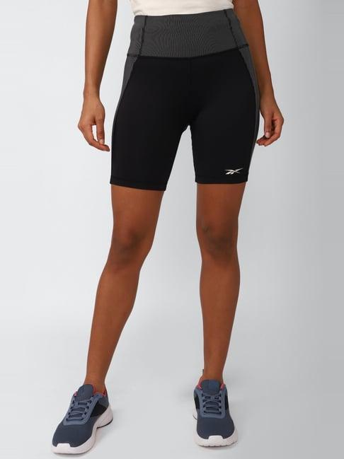 reebok black high rise sports shorts