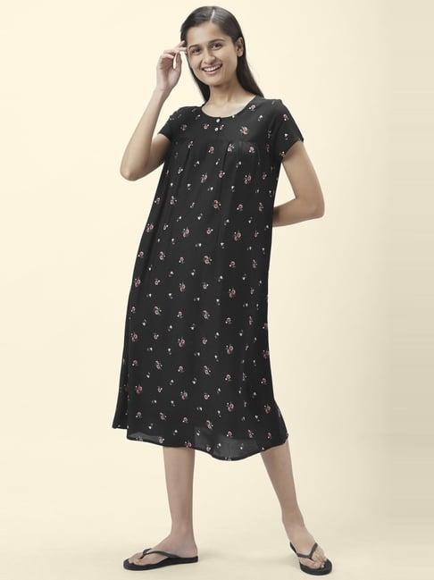 dreamz by pantaloons black cotton printed nighty