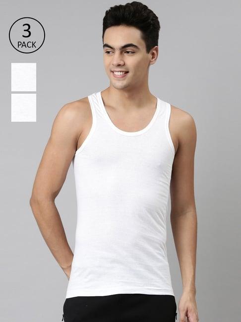 dixcy josh white cotton regular fit vest - pack of 3