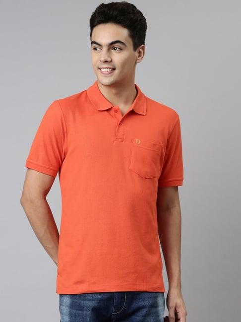 dixcy scott maximus orange cotton regular fit polo t-shirt