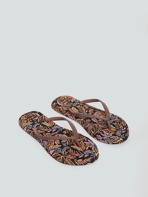 luna blu by westside copper tropical round flip-flop