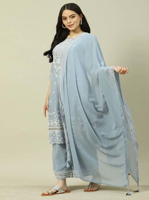 rangriti blue printed dupatta