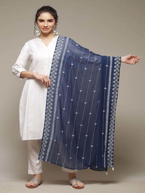 rangriti blue printed dupatta