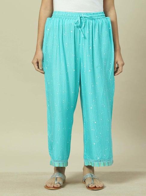 rangriti turquoise printed palazzos