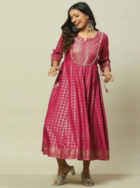 rangriti maroon printed a-line dress