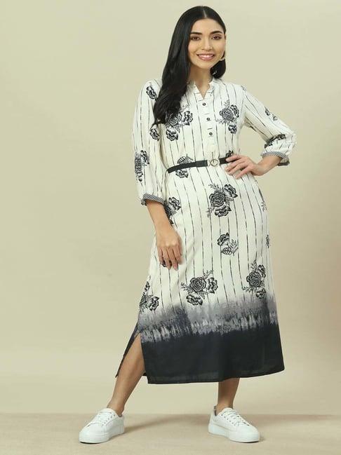 rangriti off-white printed a-line dress