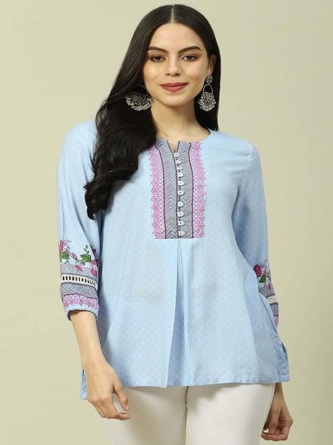 rangriti blue printed top