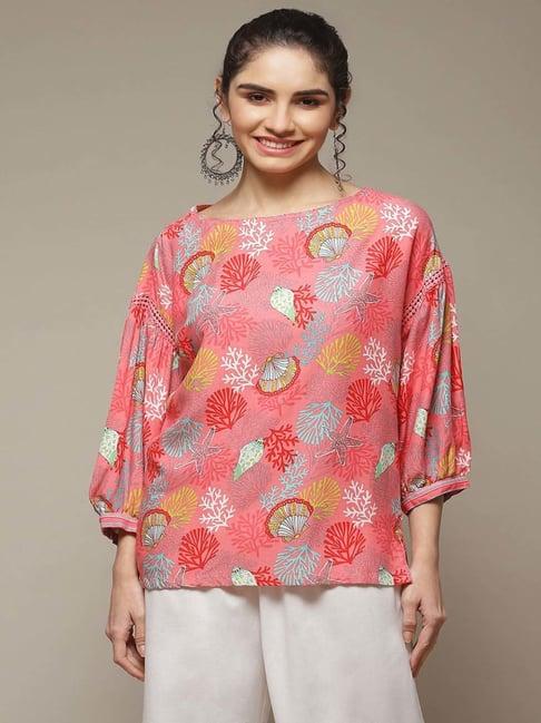 rangriti coral printed top