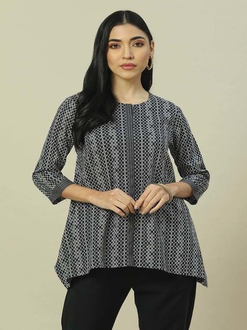 rangriti black printed top