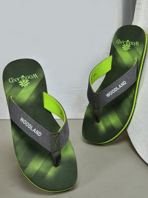 woodland men's green flip flops