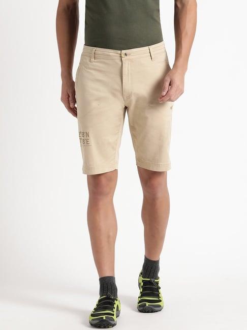 wildcraft beige cotton regular fit shorts