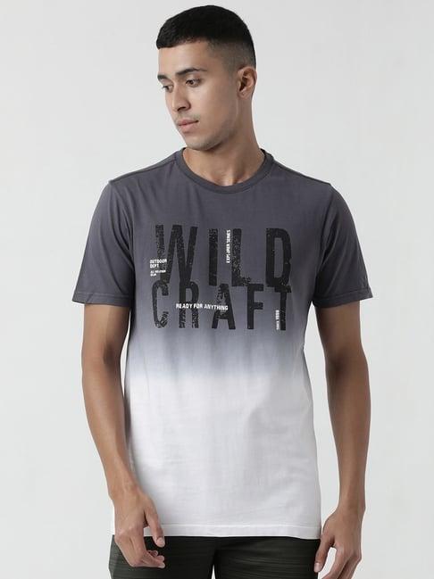 wildcraft dark grey cotton regular fit printed t-shirt