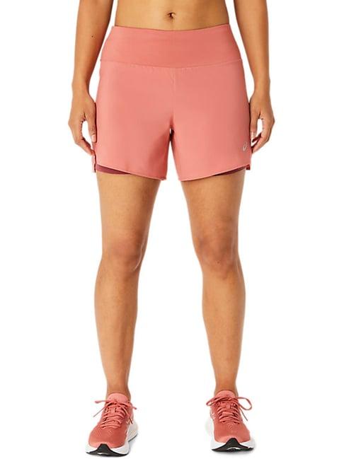 asics road 2-n-1 5.5in red sports shorts