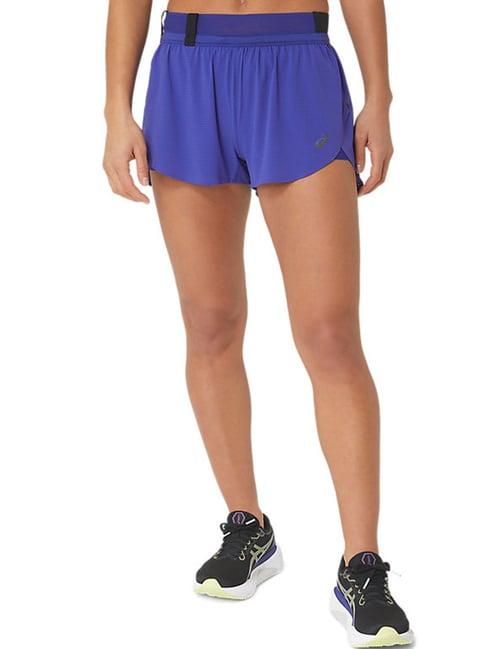 asics metarun split purple sports shorts