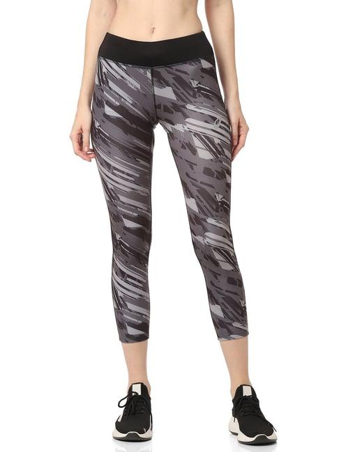 asics graphic cropped black printed tights