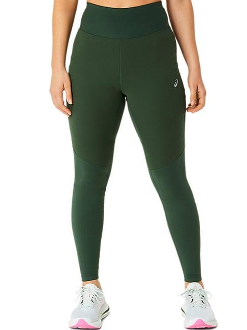 asics winter run green tights