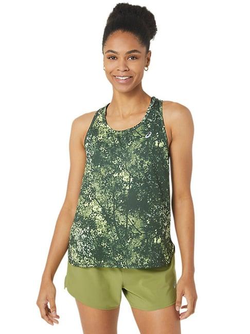 asics all over print green tank top