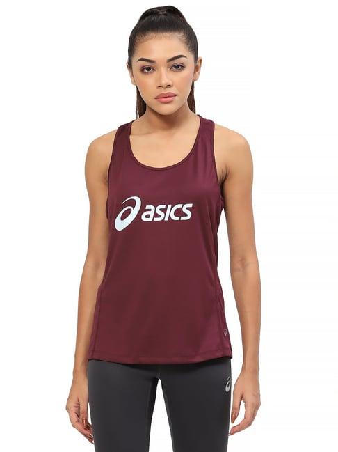 asics tank red printed tank top