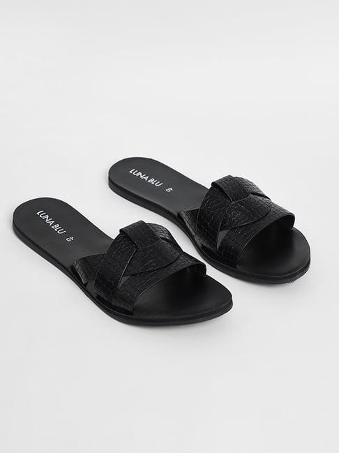 luna blu by westside textured signature black slide