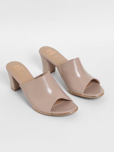 luna blu by westside mida rendered nude-colored mule heel sandals