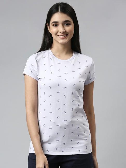 enamor lilac cotton printed t-shirt